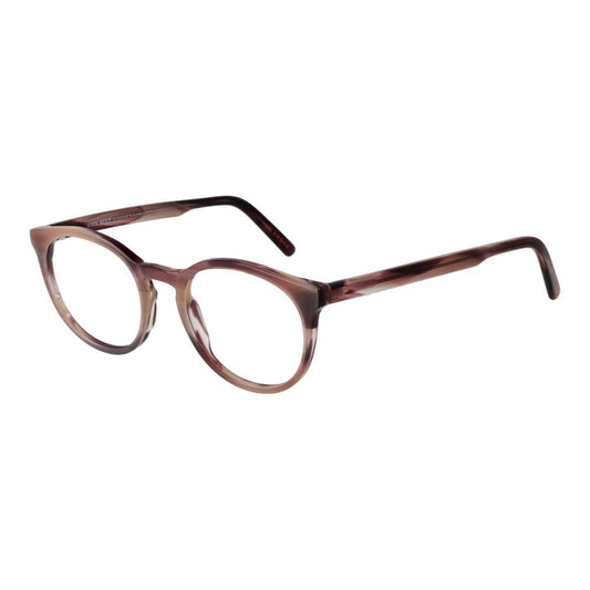 Andy Wolf Pink Unisex Glasses Frame in rose acetate full-rim design, featuring demo plastic lenses, style panto, with branded case.
