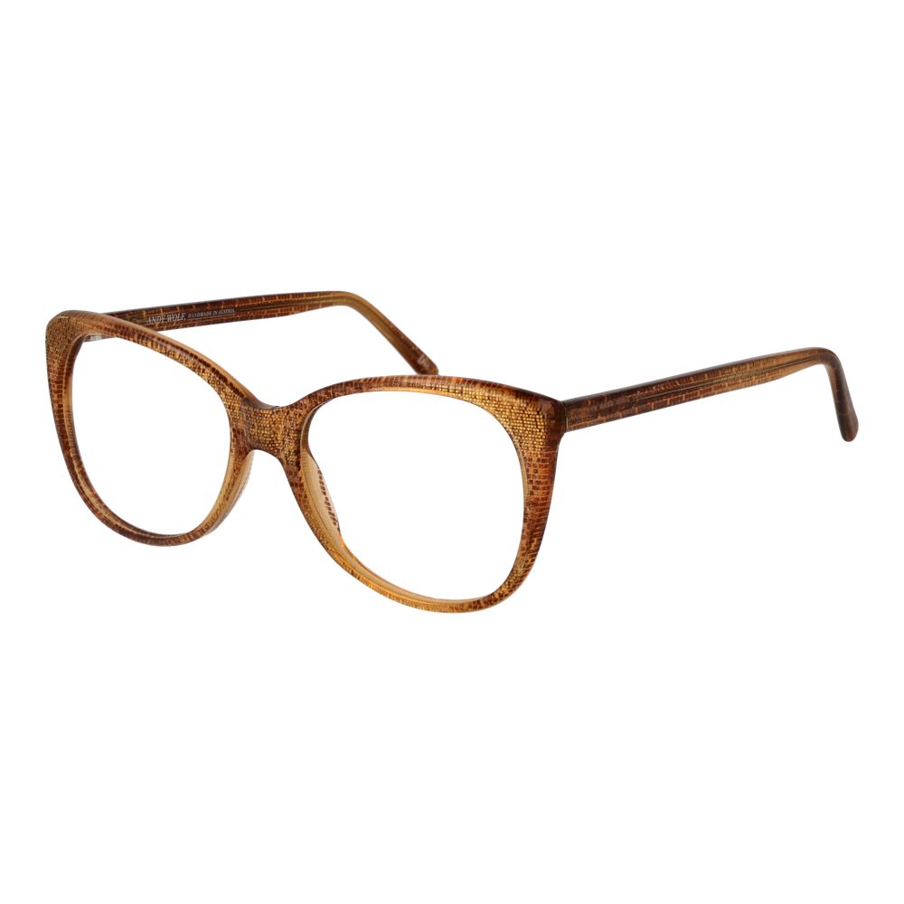 Andy Wolf Orange Unisex Glasses Frame made of honey acetate in full-rim cat eye style, size 55-16-140 with demo lenses.