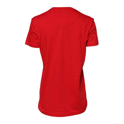Dolce & Gabbana Red Cotton Short Sleeves Crew Neck Top T-shirt