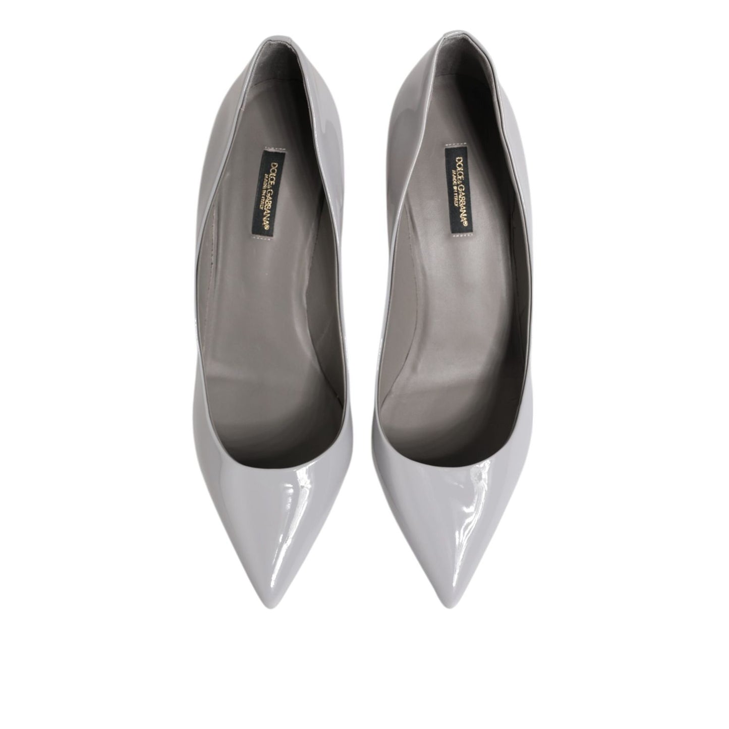Dolce & Gabbana Light Gray Leather Kitten Heels Pumps Shoes