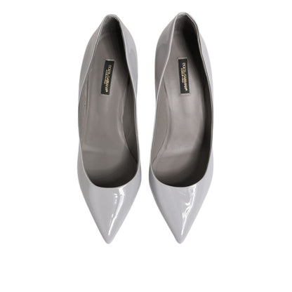 Dolce & Gabbana Light Gray Leather Kitten Heels Pumps Shoes