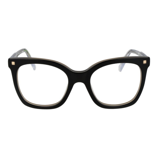 Polaroid Black Women Glasses Frame, acetate full-rim square style with demo lenses, includes branded case, size 51-20-145.