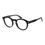 Polaroid Black Men Glasses Frame with full-rim panto style, cellulose propionate material, demo lenses, and spring hinge, size 48-21-145.