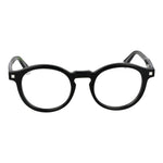 Polaroid Black Men Glasses Frame in full-rim with cellulose propionate material, panto style, spring hinge, size 48-21-145.
