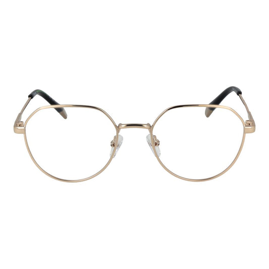 Polaroid Gold Unisex Glasses Frame with metal full-rim design, demo lenses, and panto style. Includes branded case. Size 52-19-140.