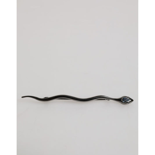 Dolce & Gabbana Black Brass Crystal Spilla Serpente Mens Brooch Pin SMY10790