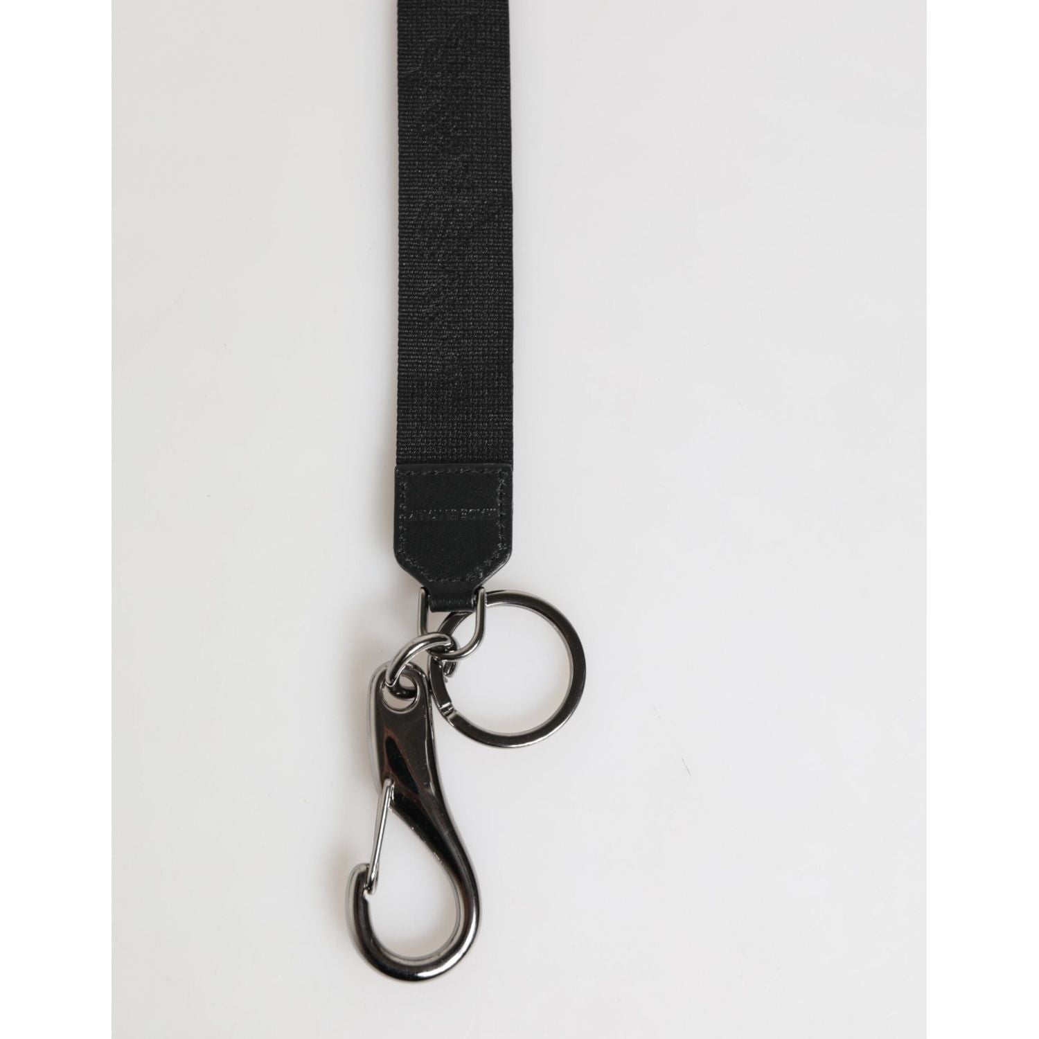 Dolce & Gabbana Black Yellow Polyester DG Logo Silver Keychain Keyring