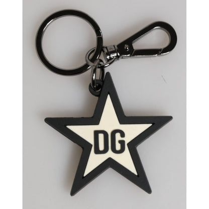 Dolce & Gabbana White Black DG Logo Star Rubber Men's Keychain Keyring