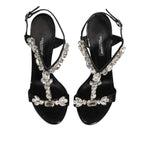 Dolce & Gabbana Black Keira Crystals Heels Sandals Shoes