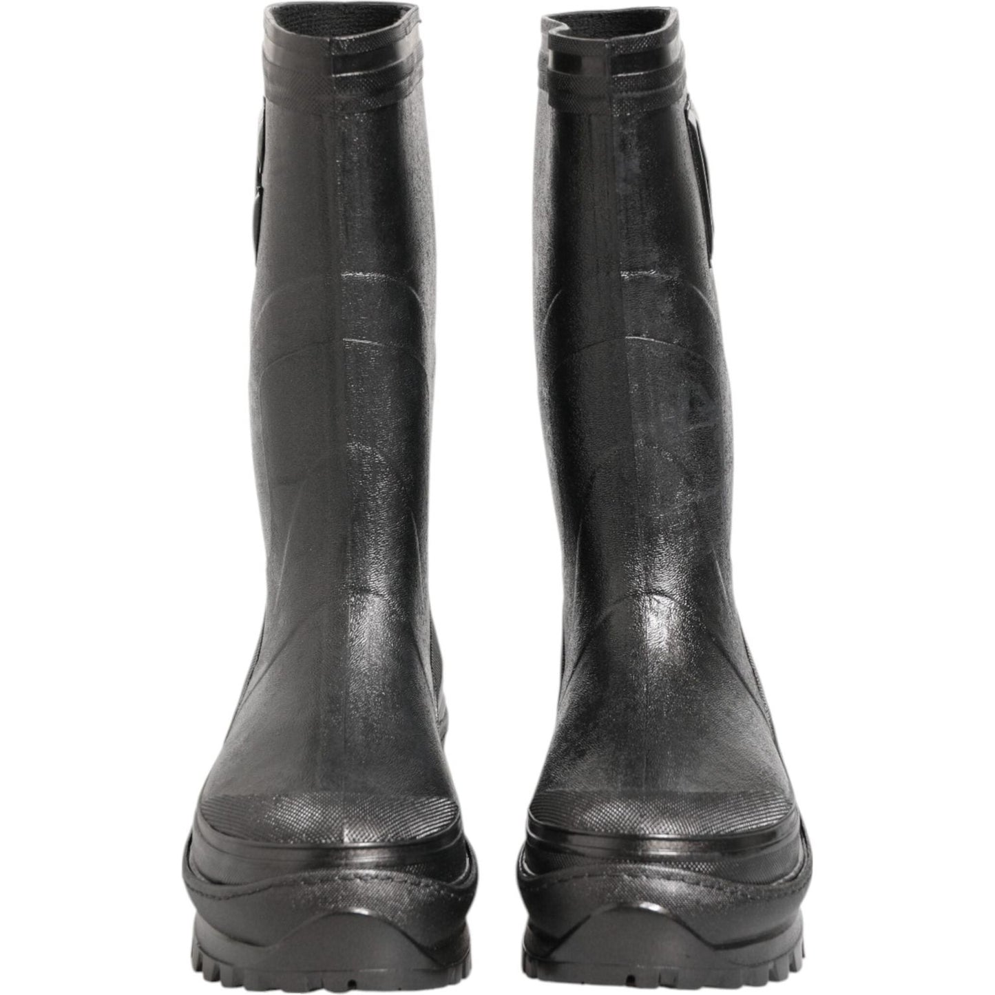 Dolce & Gabbana Metallic Black Pull On Rain Boots Men Shoes MV7883-41