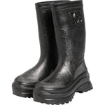 Dolce & Gabbana Metallic Black Pull On Rain Boots Men Shoes MV7883-41