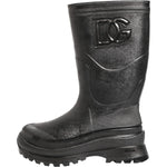 Dolce & Gabbana Metallic Black Pull On Rain Boots Men Shoes MV7883-41