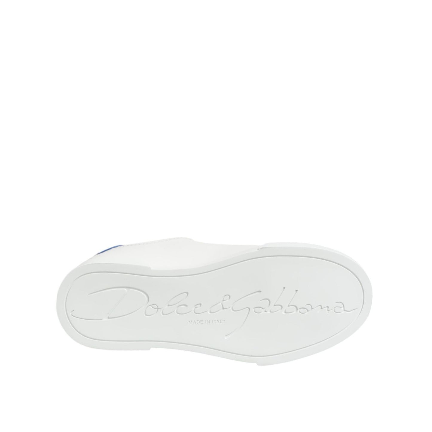 Dolce & Gabbana White Blue Leather Low Top Sneakers Shoes