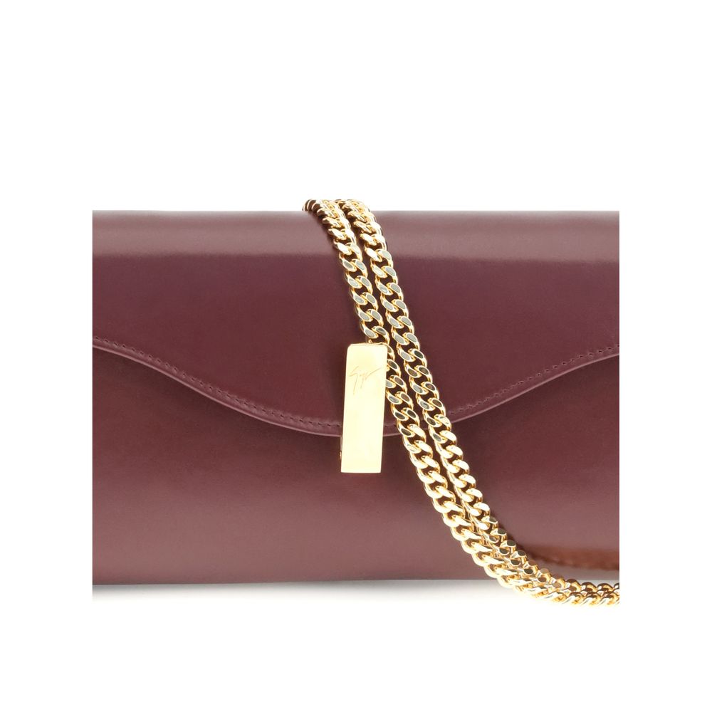 Giuseppe Zanotti Brown Leather Clutch Bag