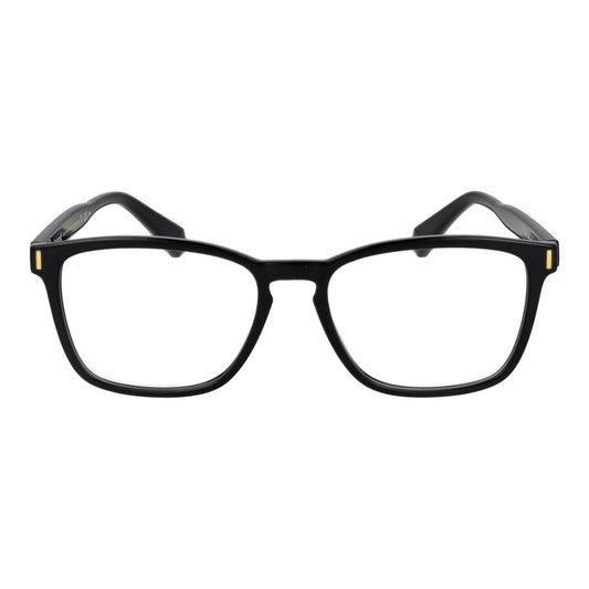 Polaroid Black Unisex Glasses Frame with full-rim rectangle design, polyamide frame and demo plastic lenses, ideal for all genders.