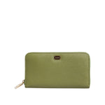 Dolce & Gabbana Green Leather Logo Plaque Zip Around Continenta Wallet BAG4687