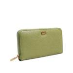 Dolce & Gabbana Green Leather Logo Plaque Zip Around Continenta Wallet BAG4687