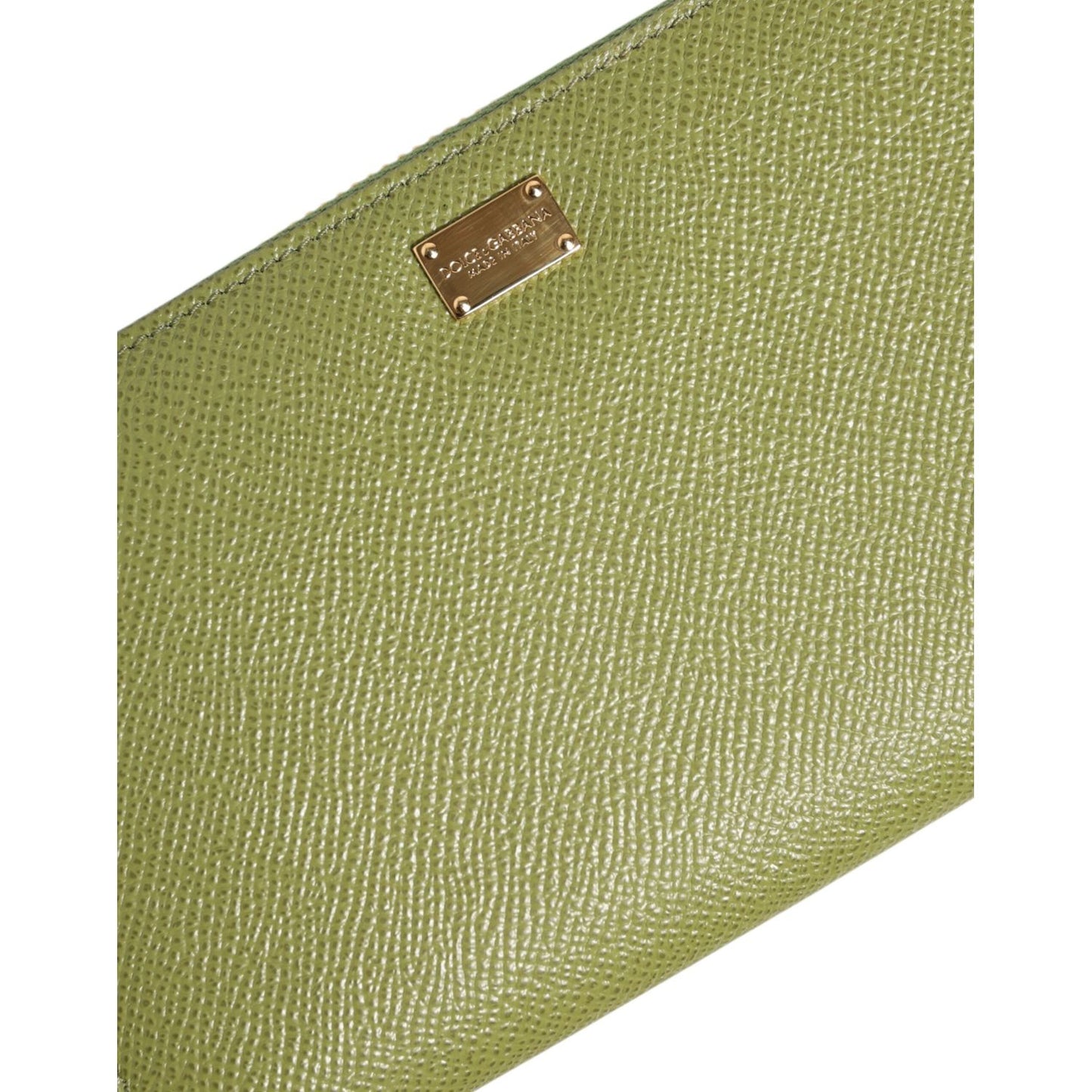 Dolce & Gabbana Green Leather Logo Plaque Zip Around Continenta Wallet BAG4687