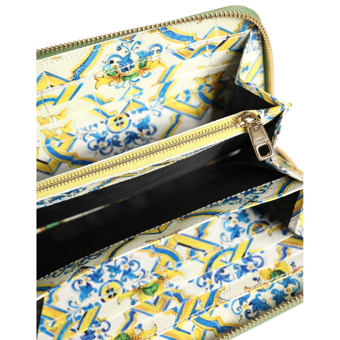 Dolce & Gabbana Green Leather Logo Plaque Zip Around Continenta Wallet BAG4687