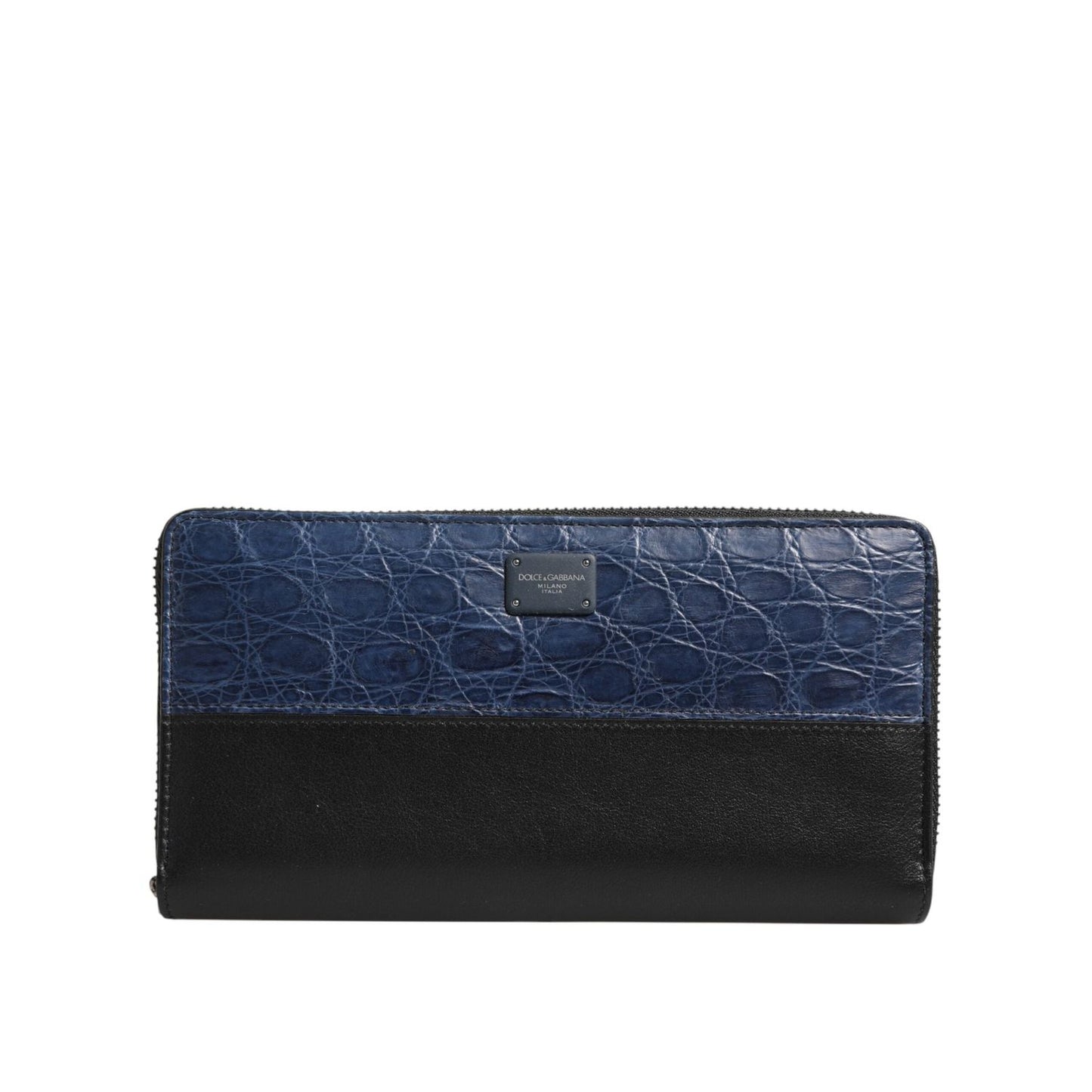Dolce & Gabbana Black Blue Exotic Leather Men Continental Clutch Wallet BAG4696