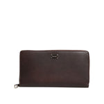 Dolce & Gabbana Brown Calfskin Leather Logo Zip Around Continental Wallet BAG4694