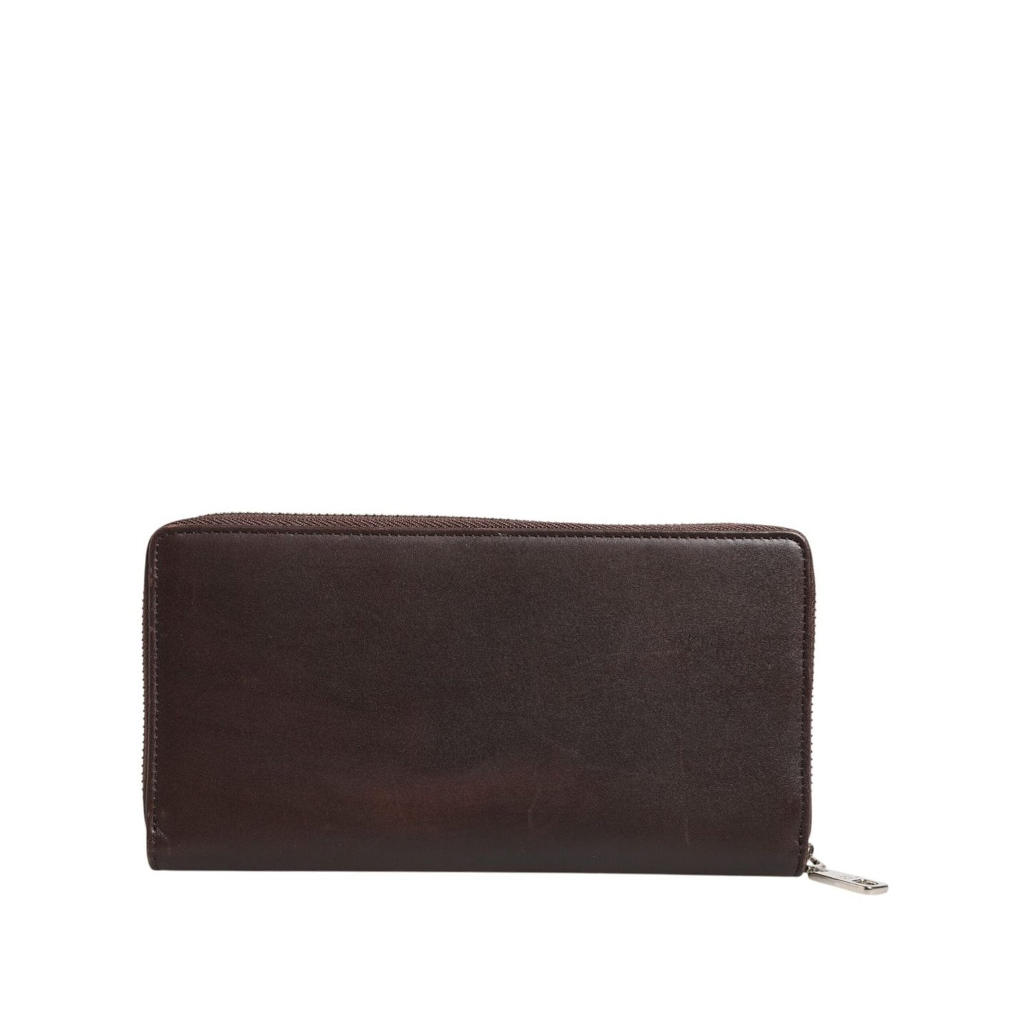 Dolce & Gabbana Brown Calfskin Leather Logo Zip Around Continental Wallet BAG4694