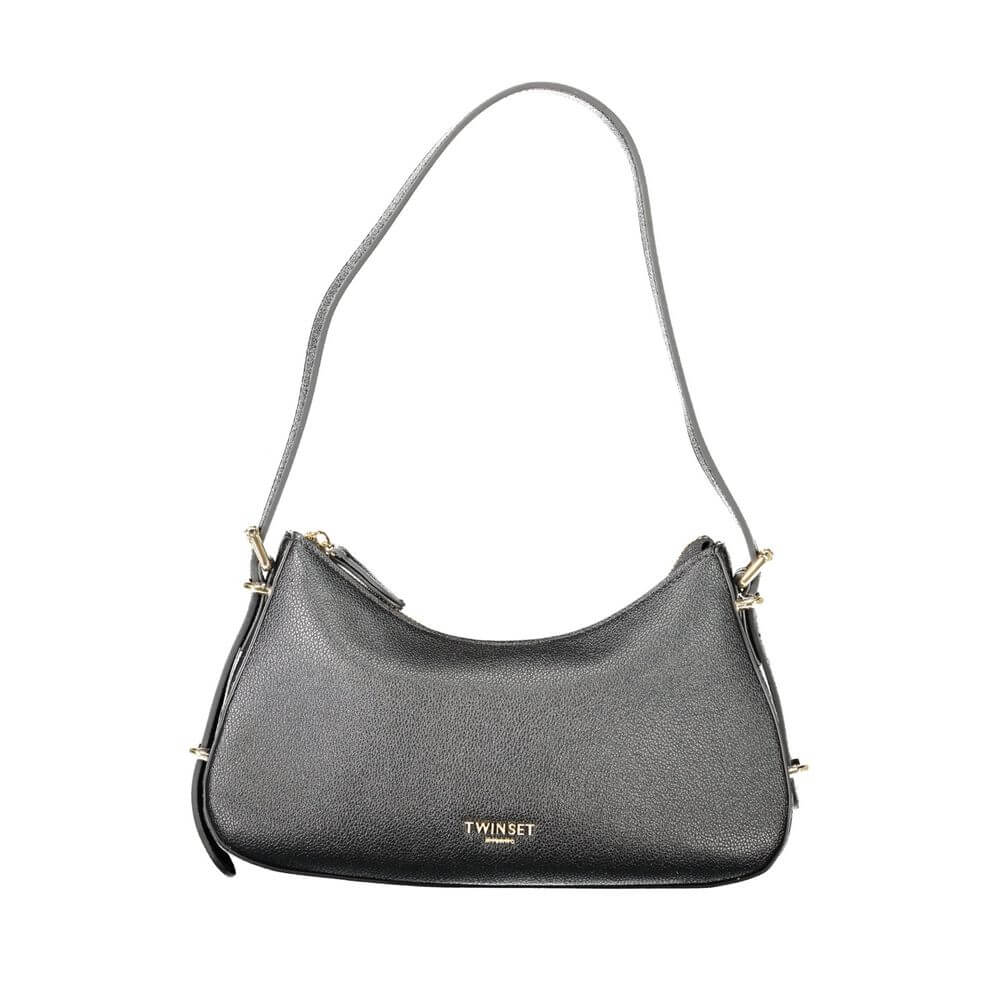 Twinset Black Polyethylene Women Handbag with removable strap and zip closure, perfect for versatile styling and secure storage.