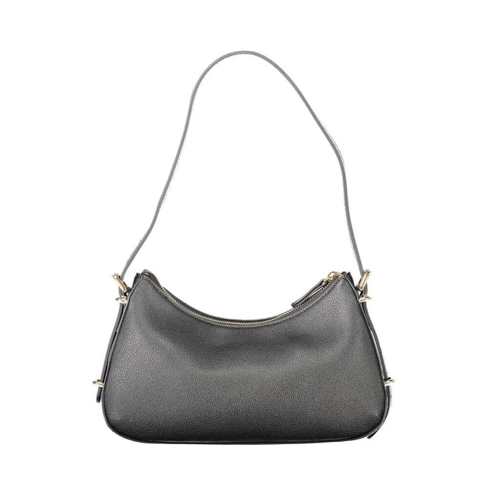 Twinset Black Polyethylene Women Handbag with adjustable strap, showcasing sleek design and zip closure for fashion and versatility.