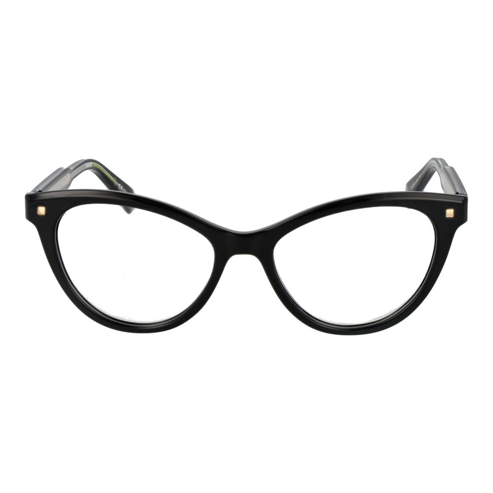 Polaroid Black Women Glasses Frame, full-rim cat eye design, cellulose propionate material, 52mm lens width, includes branded case.