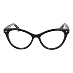 Polaroid Black Women Glasses Frame, full-rim cat eye design, cellulose propionate material, 52mm lens width, includes branded case.