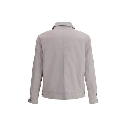 Back view of Brunello Cucinelli White Polyamide Coat showcasing classic collar and adjustable cuffs for style and functionality.