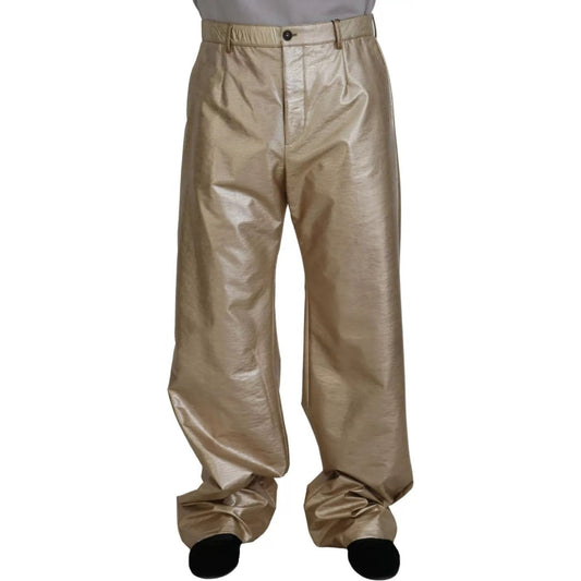 Dolce & Gabbana Metallic Gold Polyester StraightTrouser Pants
