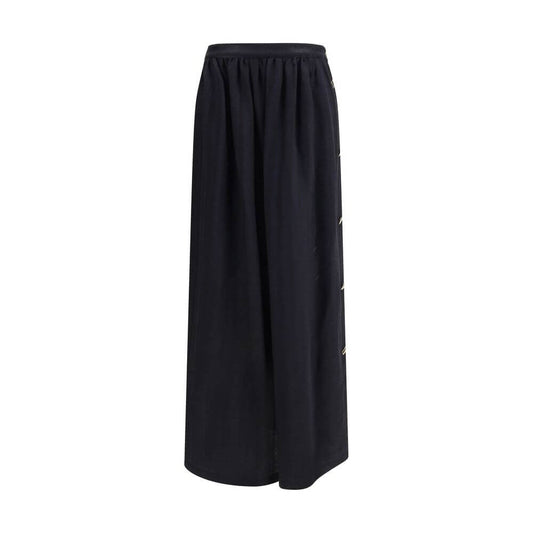 Kristina Ti Black Fleece Wool Long Skirt