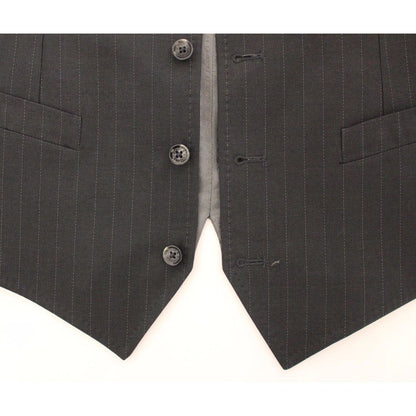 Dolce & Gabbana Gray Striped Formal Dress Gilet Vest