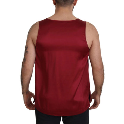 Dolce & Gabbana Red Round Neck Sleeveless Silk T-shirt
