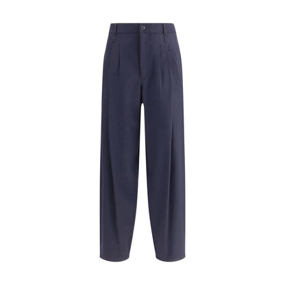 Giorgio Armani Blue Fleece Wool Casual Pants