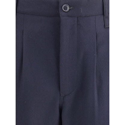 Giorgio Armani Blue Fleece Wool Casual Pants