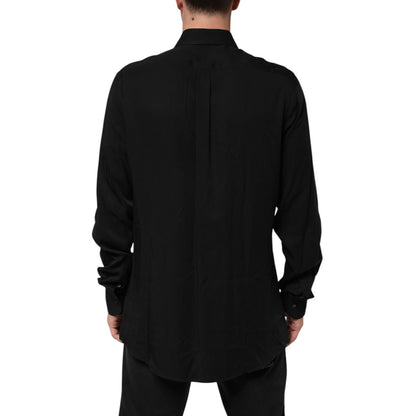 Dolce & Gabbana Black Viscose Long Sleeve Formal Dress Shirt