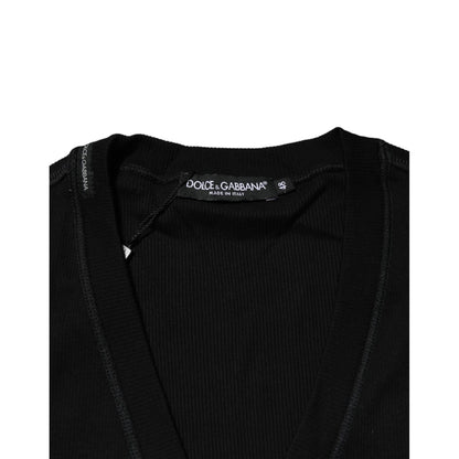 Dolce & Gabbana Black Cotton Button Up Men Cardigan Sweater