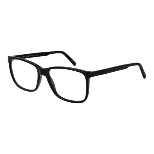Andy Wolf Black Unisex Glasses Frame, full-rim acetate, rectangle design, 57mm width, lightweight black eyewear.