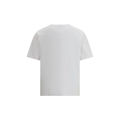 Back view of Maison Kitsuné White Cotton T-Shirt featuring iconic Standing Fox embroidery and comfortable fit with ribbed crew neck.