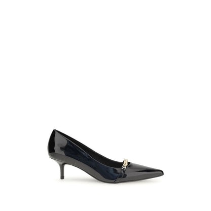 PINKO Black Calf Leather Bos Taurus Mid Heel Pumps