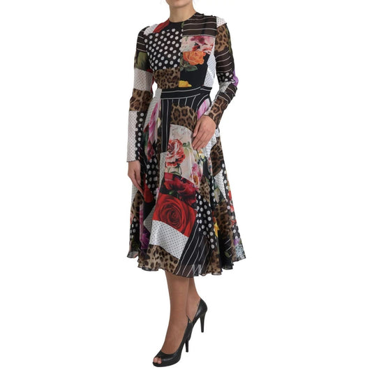Dolce & Gabbana Multicolor Patchwork Floral Leopard Dress DR28871-46