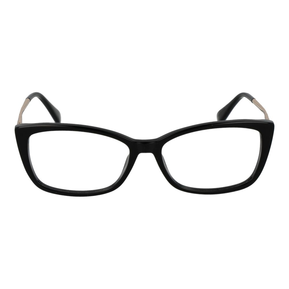 Max Mara Black Women Glasses Frame, full-rim rectangular black plastic eyewear with demo lenses, size 54-15-140, 140 temples length.