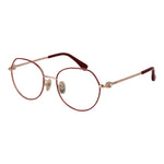 Max Mara Red Women Glasses Frame, round full-rim metal eyewear with demo lenses, size 52-18-140, includes branded case.