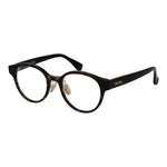 Max Mara Brown Women Glasses Frame with acetate full-rim style and demo lenses, size 49-19-145, round shape.