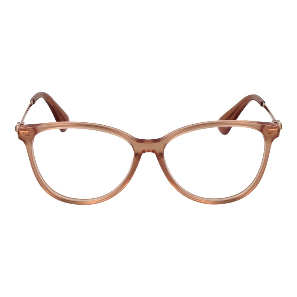 Max Mara Brown Women Glasses Frame, full-rim panto style, 140mm temples, acetate material, ideal for stylish women, with branded case.