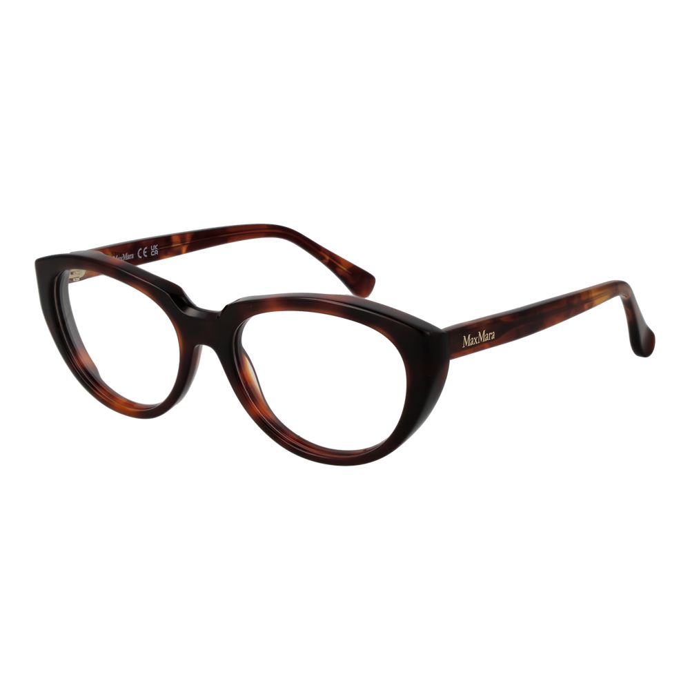 Max Mara Brown Women Glasses Frame, cat eye full-rim acetate with demo lenses, stylish eyewear for women.