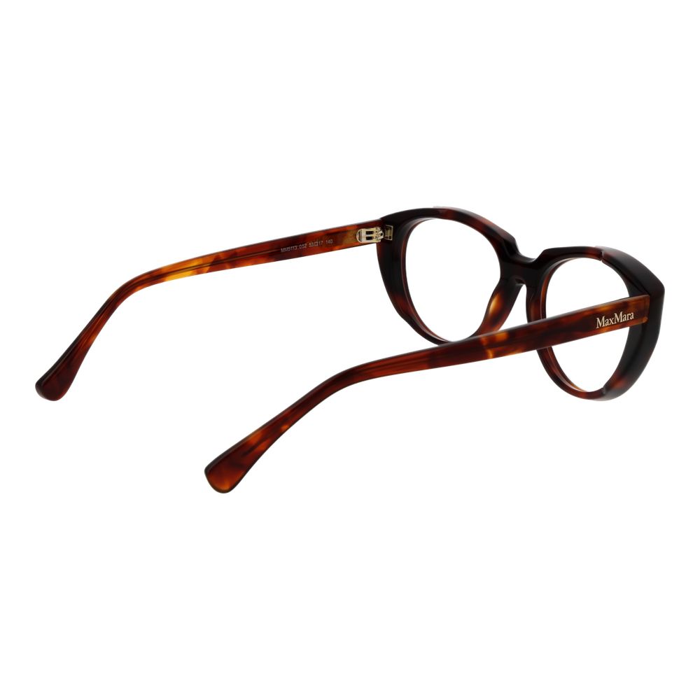 Max Mara Brown Women Glasses Frame in acetate with full-rim cat eye style, featuring brown color and demo lenses. Size: 53-17-135.