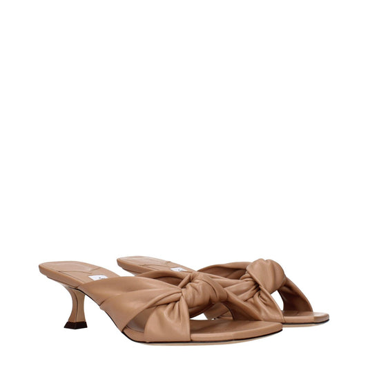 Jimmy Choo Beige Leather Flat Sandals JI-15268608606473-EU36/US6